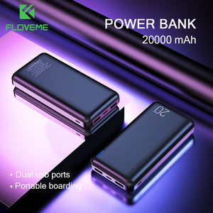 FLOVEME 20000mAh Power Bank For Xiaomi Mi iPhone Powerbank 20000 mAh Dual USB Portable External Battery Charger Poverbank