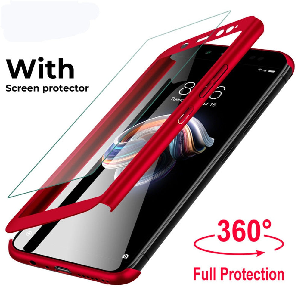 360 Shockproot Full Cover Cases for Xiaomi Redmi Note 7 6 5 K20 Pro Note 4X S2 4 5 6 A 4X for Mi 9 8 SE Lite F1 5X 6X Max2 Max3