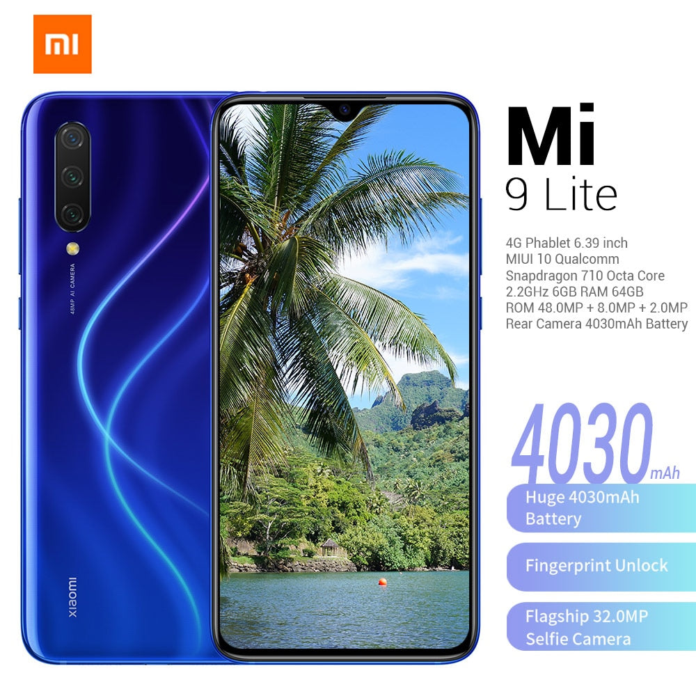 6.39 inch Xiaomi Mi 9 Lite 4G Phablet MIUI 10 Qualcomm Snapdragon 710 Octa Core 2.2GHz 6GB RAM 64GB ROM 48.0MP Back Camera Phone