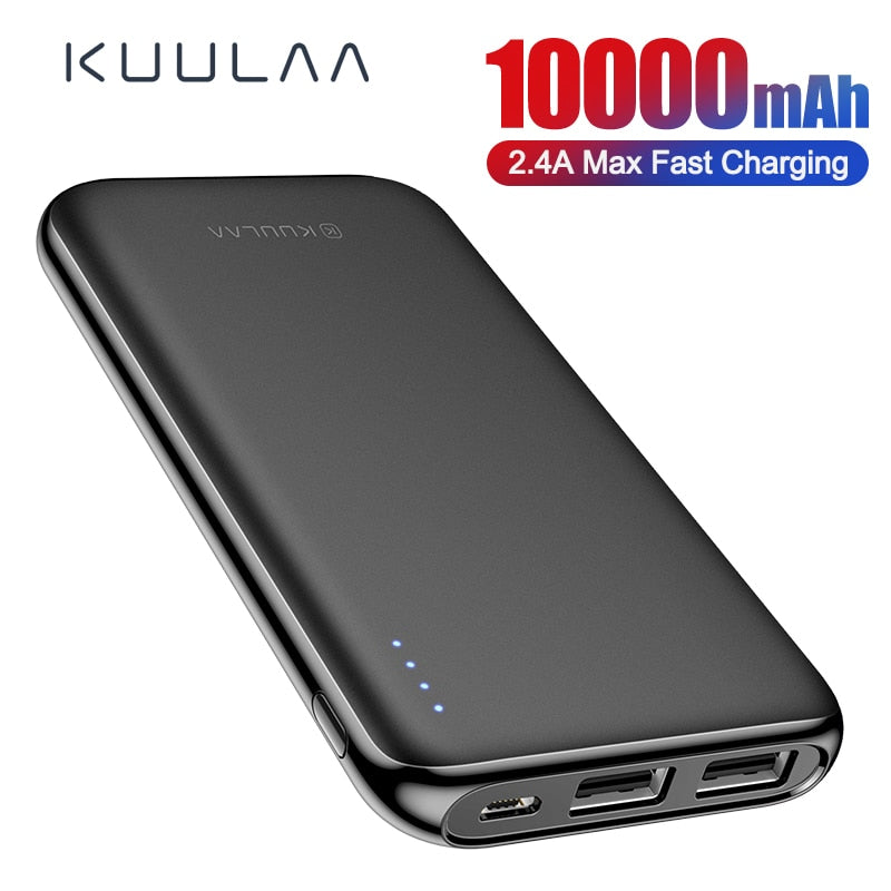 KUULAA Power Bank 10000 mAh Portable Charging Poverbank Dual USB Slim External Battery charger For Xiaomi Mi 8 9 iPhone 8 X XR