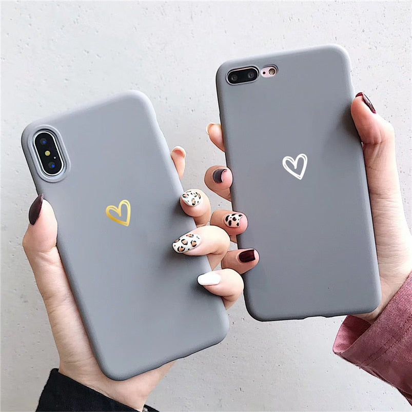 Gray Matte Love Heart Silicone Case For Xiaomi Redmi 4A 5 Plus 6A 7A 8A S2 Y2 K20 Note 4X 5A 5 6 7 8 Pro 8T Soft TPU Back Cover