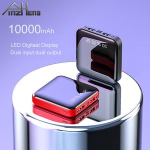 PINZHENG Mini 10000mAh Power Bank For Xiaomi Mi Power Bank Portable Charger External Battery LED Digital Display USB Powerbank