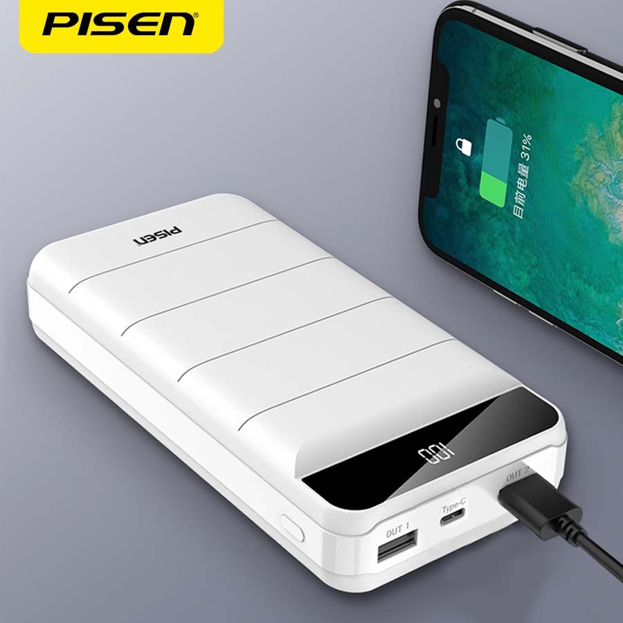 PISEN Power Bank 10000mAh LED Portable Charging PowerBank 20000mah portable Fast charger USB PoverBank for iPhone Xiaomi