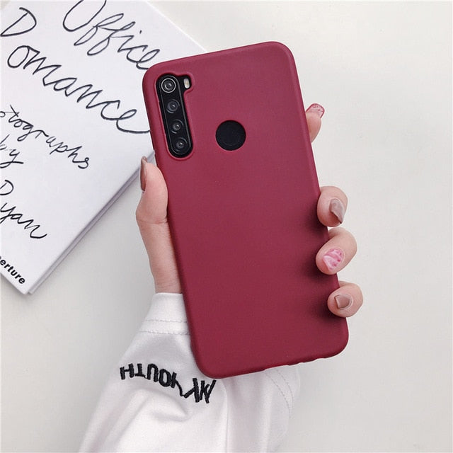 solid color soft silicone tpu case on for xiaomi redmi note 8 7 6 5 pro 8a 7a 8Tmatte back cover xiomi redmi note8 note 8pro