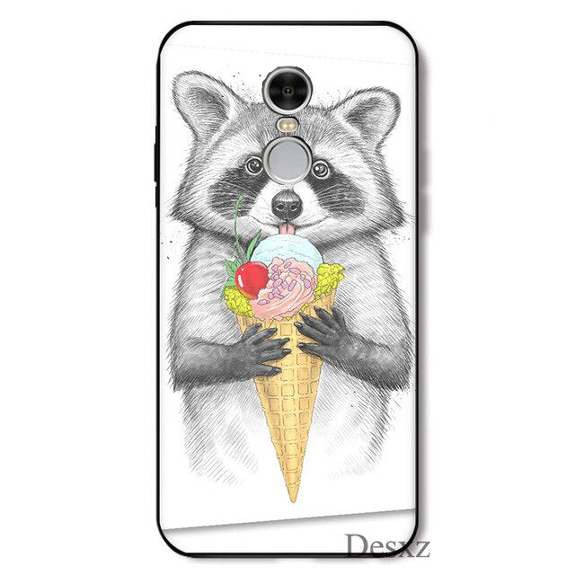 Mobile Phone Case Raccoon Unique Design For Xiaomi Redmi Note 4 4A 4X 5 5A 6 7 GO S2 6A Pro Plus Prime Cover