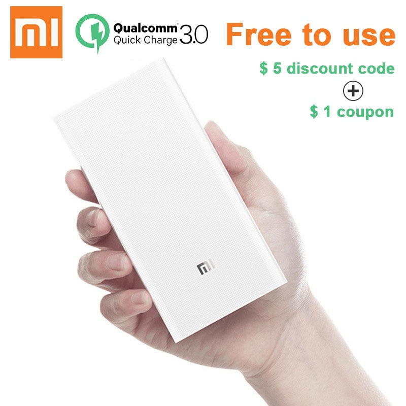 Original Xiaomi Power Bank 20000mAh Portable Charger for iPhone Xiaomi External Battery Support Dual USB QC 3.0 Powerbank 20000