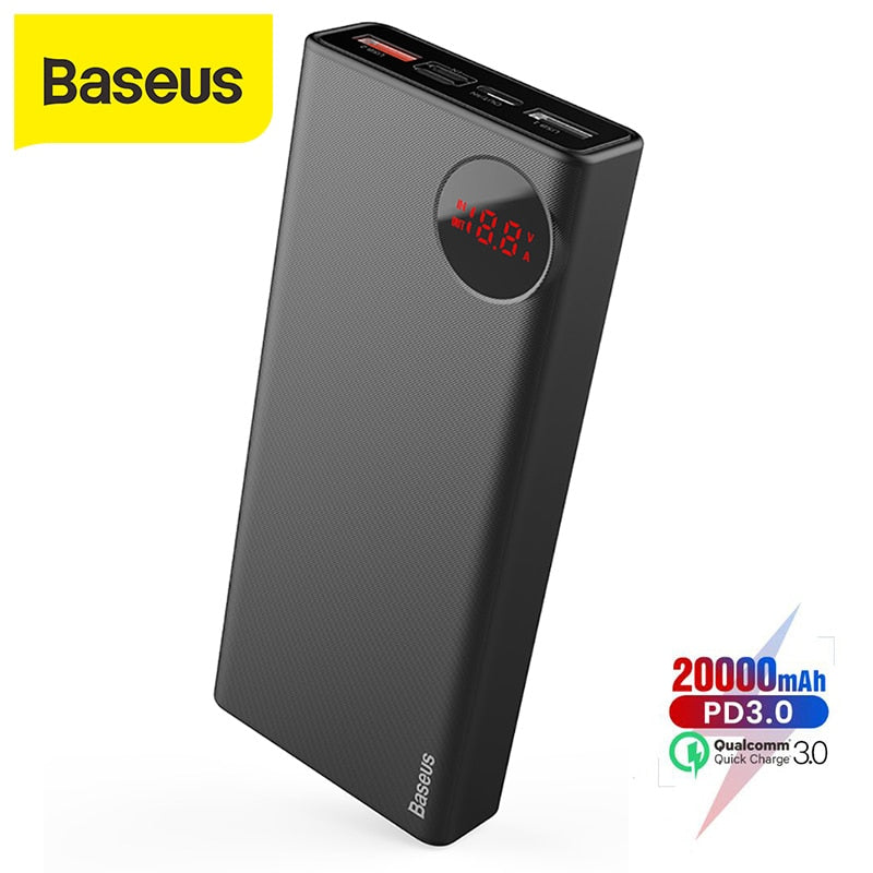 Baseus 20000mAh Power bank PD3.0 Quick Charger Outdoor Travel Charger For iPhone Xs Max Xr X 8 Plus Power Bank For Samsung